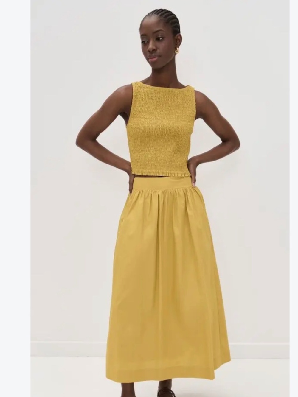 Marea Charlotte top and skirt set chartreuse size small